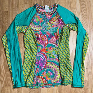 Trina Turk Long Sleeve Crewneck Swim Tee Shirt